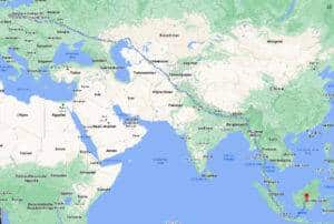 Google Maps Weg von Berlin nach Borneo
