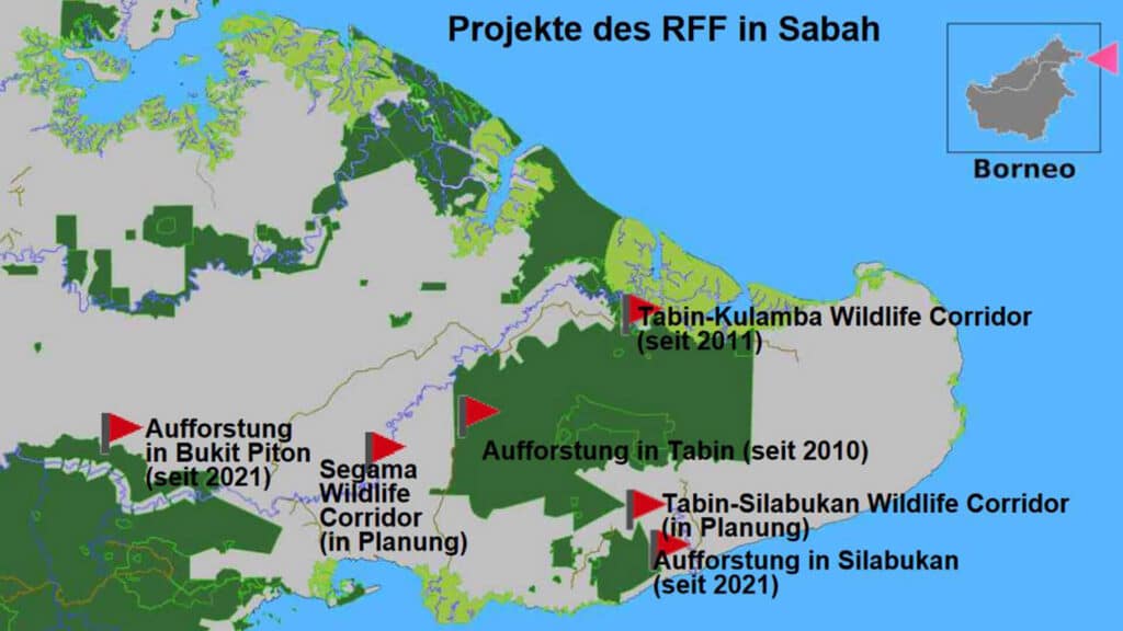 Karte mit Projekte von RFF in Sabah